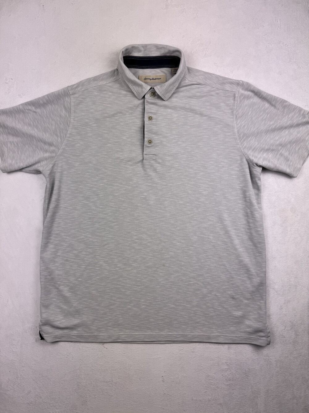Tommy Bahama Mens Large Light Gray Short Sleeve Polo Shirt